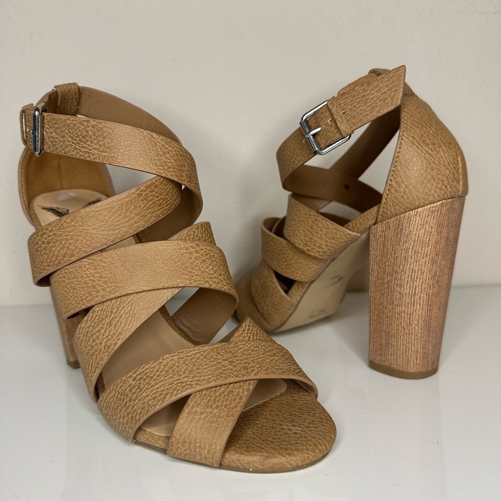 Penny Loves Kenny Tan Strappy Heels